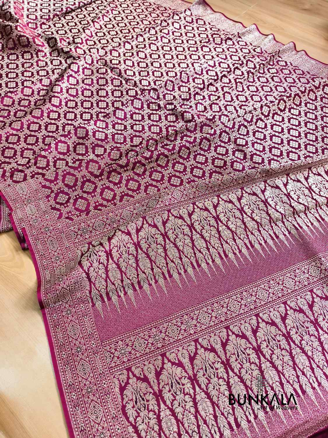 Deep Wine Brocade Weaved Banarasi Mashru Silk Saree 