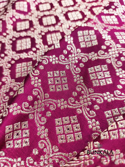 Deep Wine Brocade Weaved Banarasi Mashru Silk Saree 