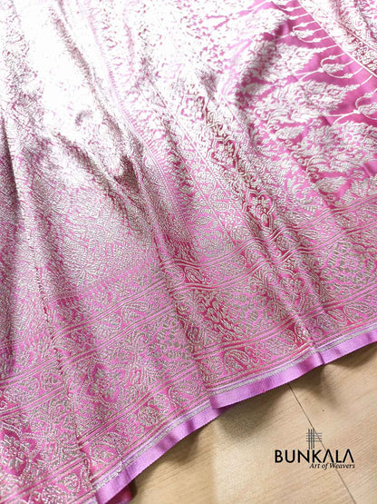 Dual Gulabi Fushia Pink Shade Brocade Weaved Banarasi Mashru Silk Saree