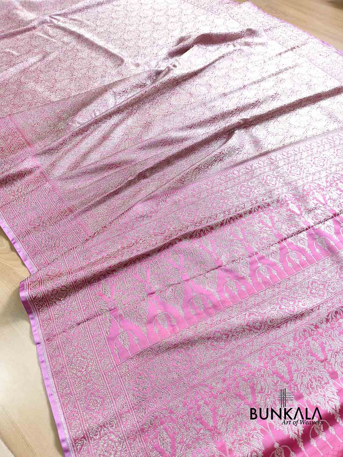 Dual Gulabi Fushia Pink Shade Brocade Weaved Banarasi Mashru Silk Saree