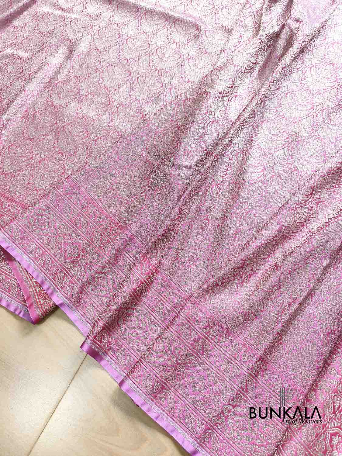 Dual Gulabi Fushia Pink Shade Brocade Weaved Banarasi Mashru Silk Saree