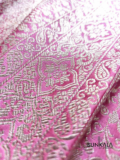 Dual Gulabi Fushia Pink Shade Brocade Weaved Banarasi Mashru Silk Saree