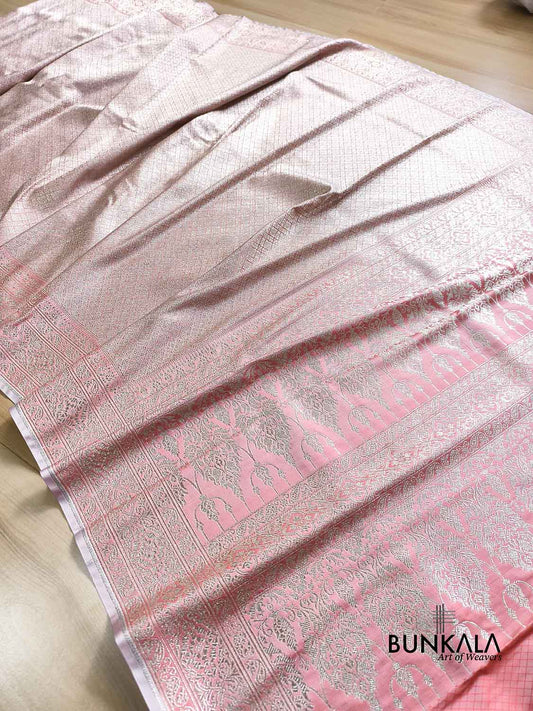 Dual Peach Tone Brocade Weaved Banarasi Mashru Silk Saree