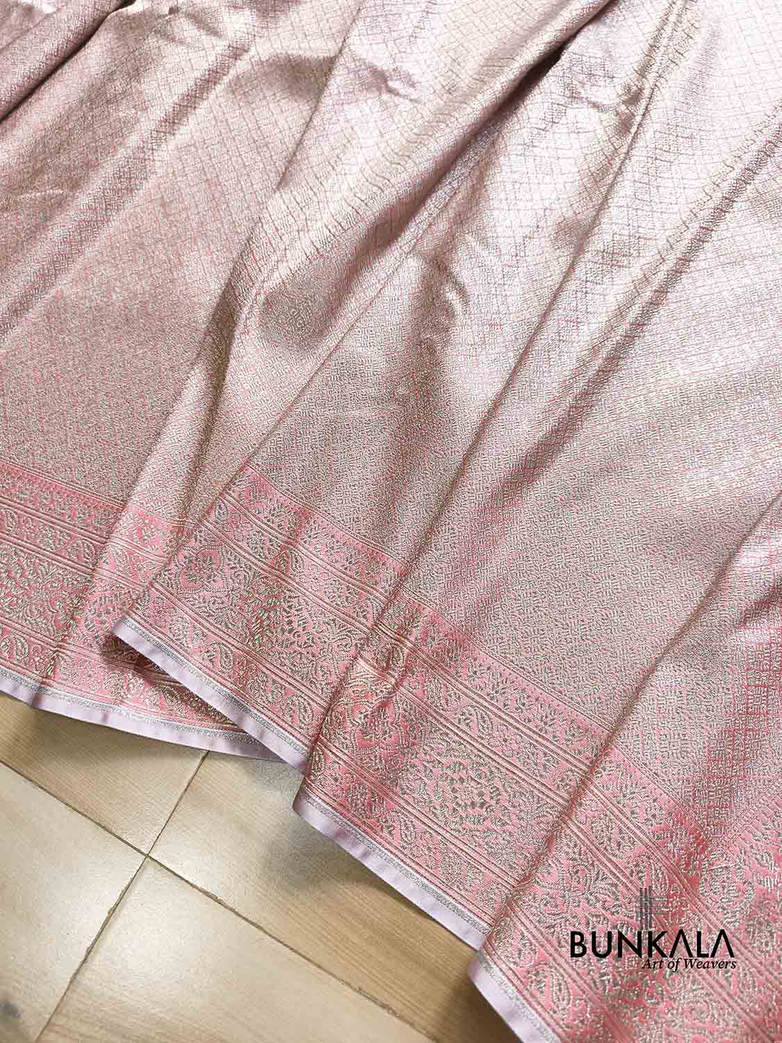 Dual Peach Tone Brocade Weaved Banarasi Mashru Silk Saree