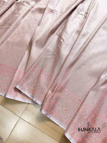 Dual Peach Tone Brocade Weaved Banarasi Mashru Silk Saree