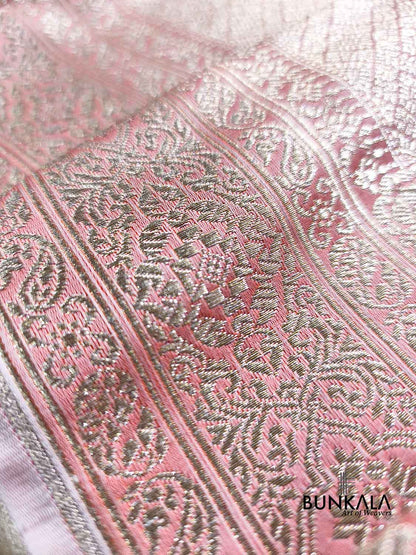 Dual Peach Tone Brocade Weaved Banarasi Mashru Silk Saree