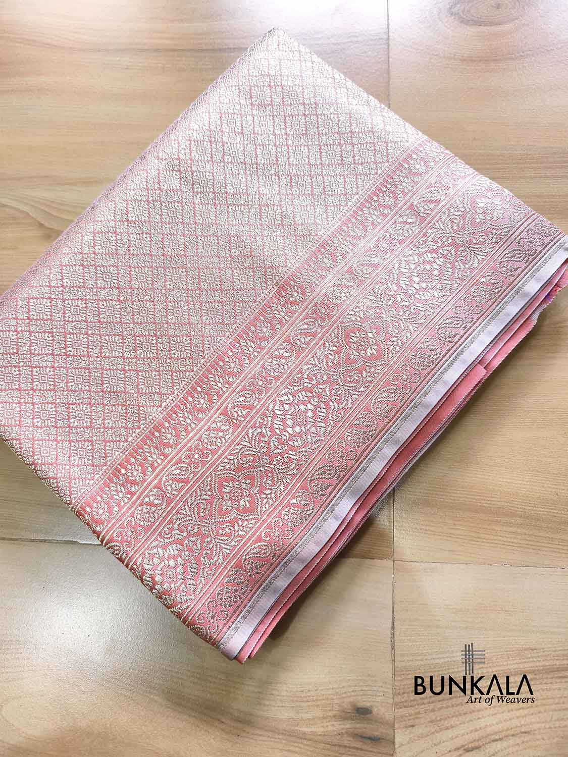 Dual Peach Tone Brocade Weaved Banarasi Mashru Silk Saree