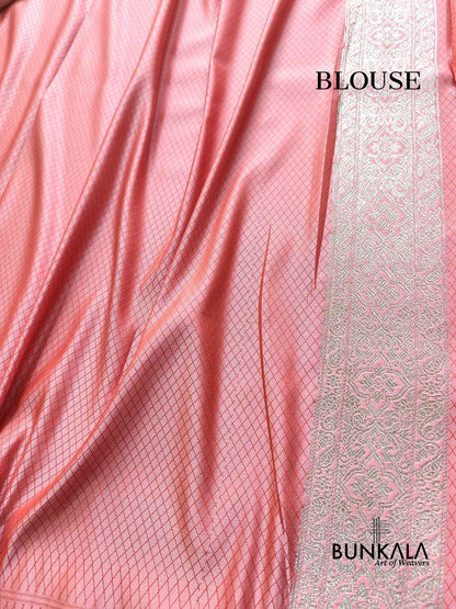 Dual Peach Tone Brocade Weaved Banarasi Mashru Silk Saree
