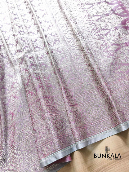 Dual Pink Gharchola Brocade Weaved Banarasi Mashru Silk Saree