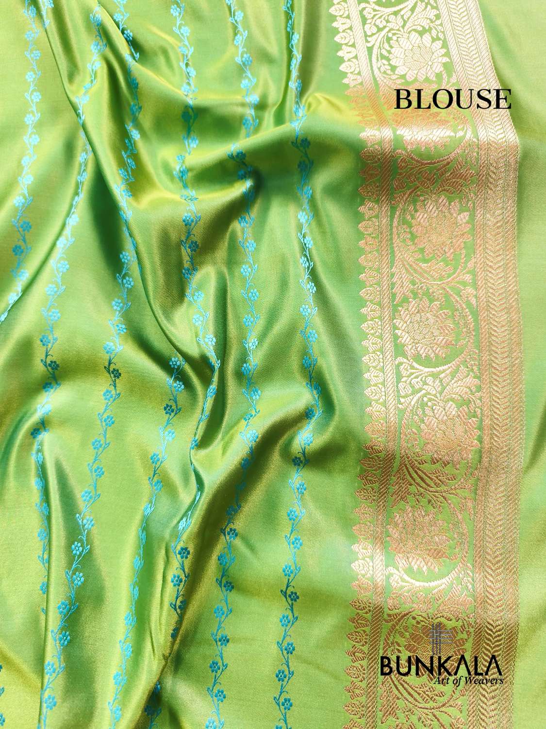 Dual Shade Green Meena Vintage Buti Banarasi Mashru Silk Saree 