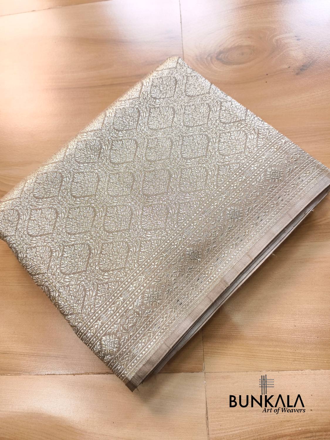 Dusty Grey Brocade Weaved Banarasi Mashru Silk Saree