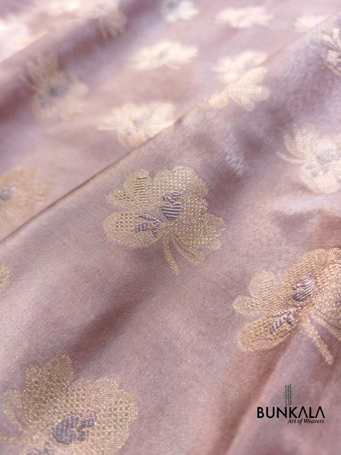 Dusty Lavender Minakakari Floral Buta Banarasi Tissue Silk Saree