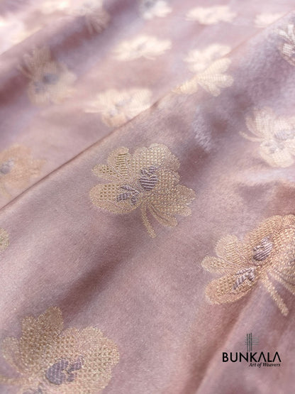 Dusty Lavender Minakakari Floral Buta Banarasi Tissue Silk Saree
