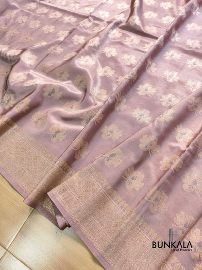 Dusty Lavender Minakakari Floral Buta Banarasi Tissue Silk Saree