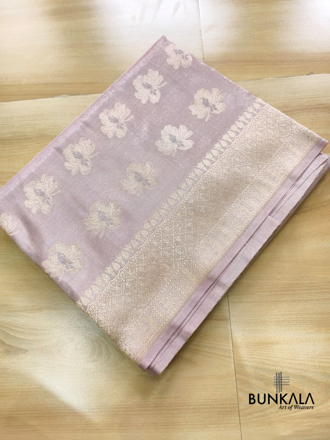 Dusty Lavender Minakakari Floral Buta Banarasi Tissue Silk Saree