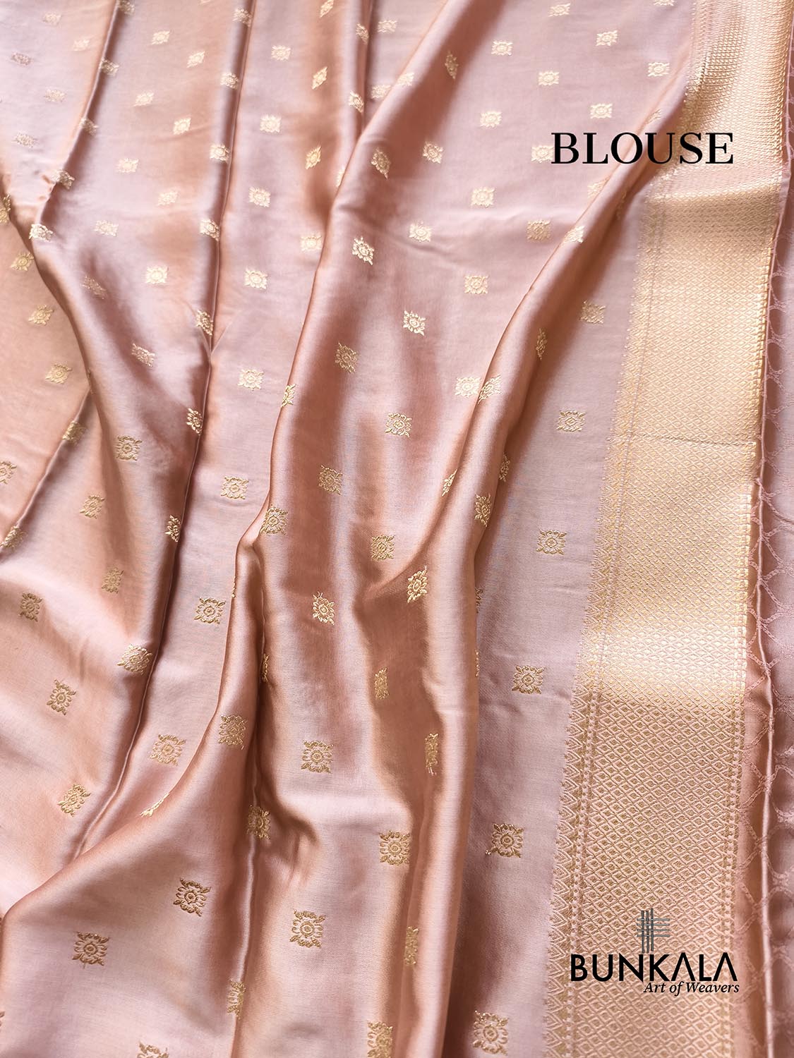 Dusty Pink Birds Jamewar Weaved Banarasi Mashru Silk Saree