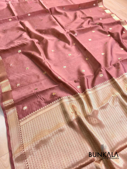Dusty Pink Meena Buti Pure Banarasi Mango Silk Saree 