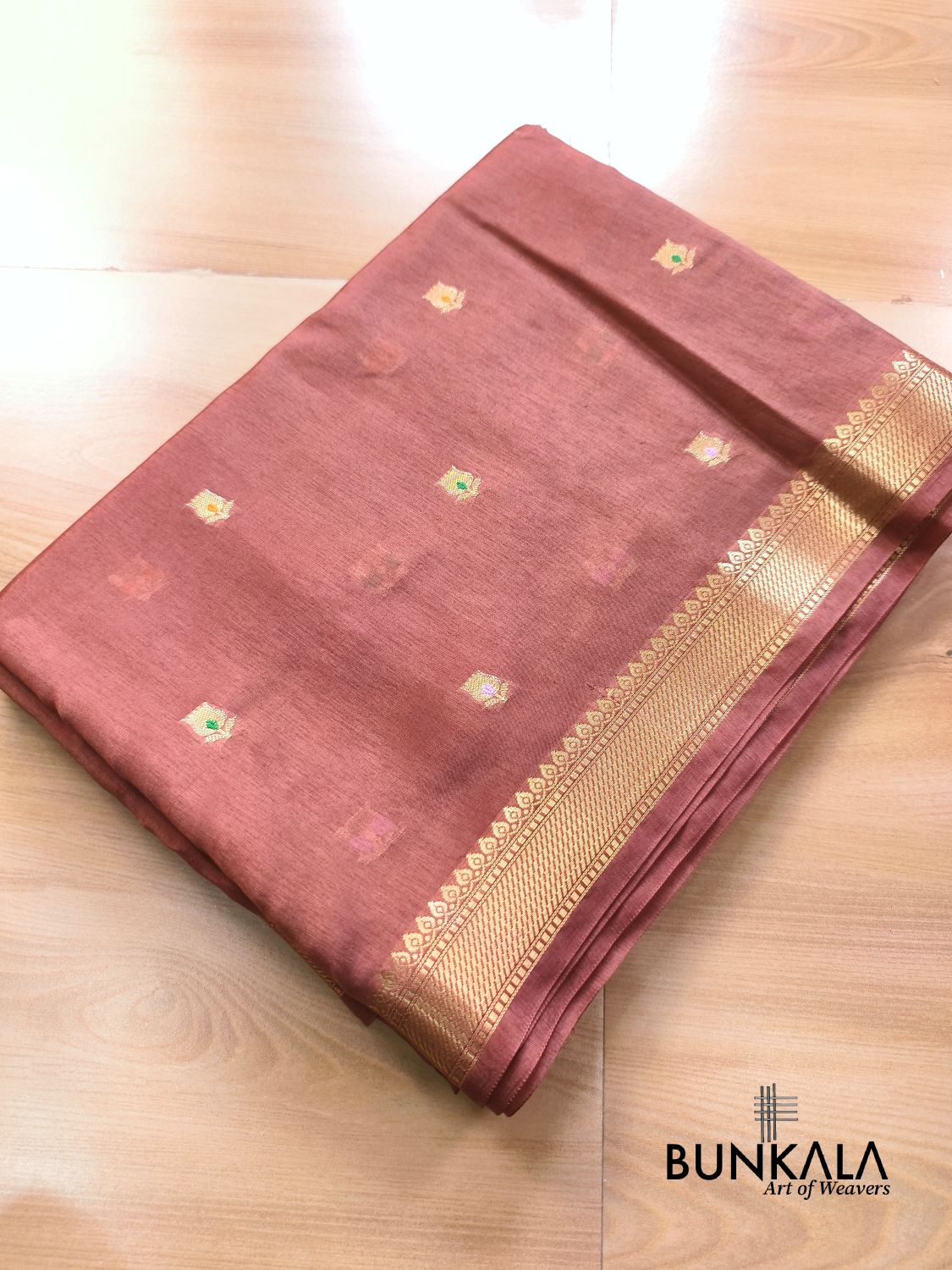 Dusty Pink Meena Buti Pure Banarasi Mango Silk Saree 