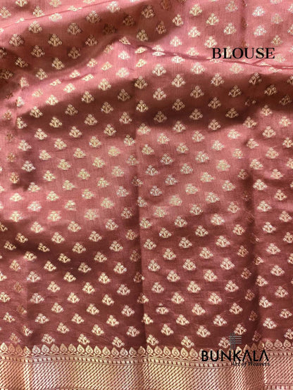 Dusty Pink Meena Buti Pure Banarasi Mango Silk Saree 