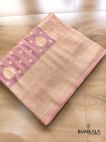 Dusty Pink Sona Zari Buta Banarasi Georgette Saree