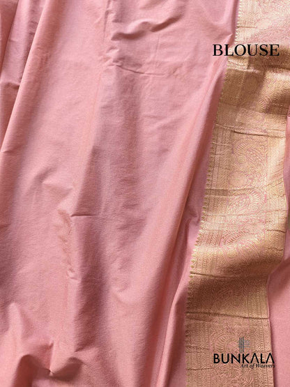Dusty Pink Sona Zari Buta Banarasi Georgette Saree