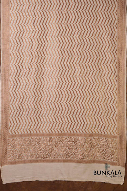 Dyeable Geometric Antique Zari Handloom Banarasi Pure Natural Moonga Silk Dupatta