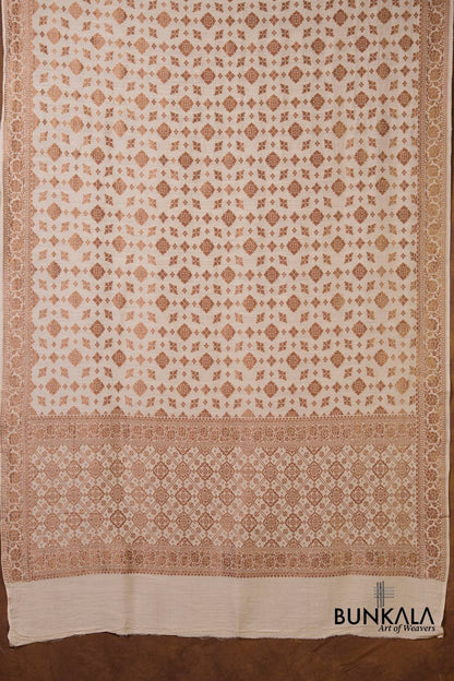 Dyeable Geometric Antique Zari Handloom Banarasi Pure Natural Moonga Silk Dupatta