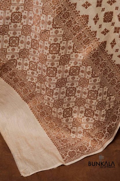 Dyeable Geometric Antique Zari Handloom Banarasi Pure Natural Moonga Silk Dupatta