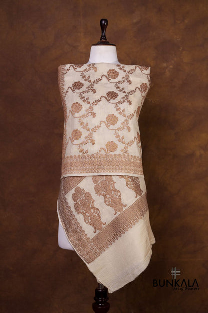 Dyeable Jaal Antique Zari Handloom Banarasi Pure Natural Moonga Silk Dupatta