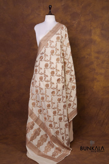 Dyeable Jaal Antique Zari Handloom Banarasi Pure Natural Moonga Silk Dupatta
