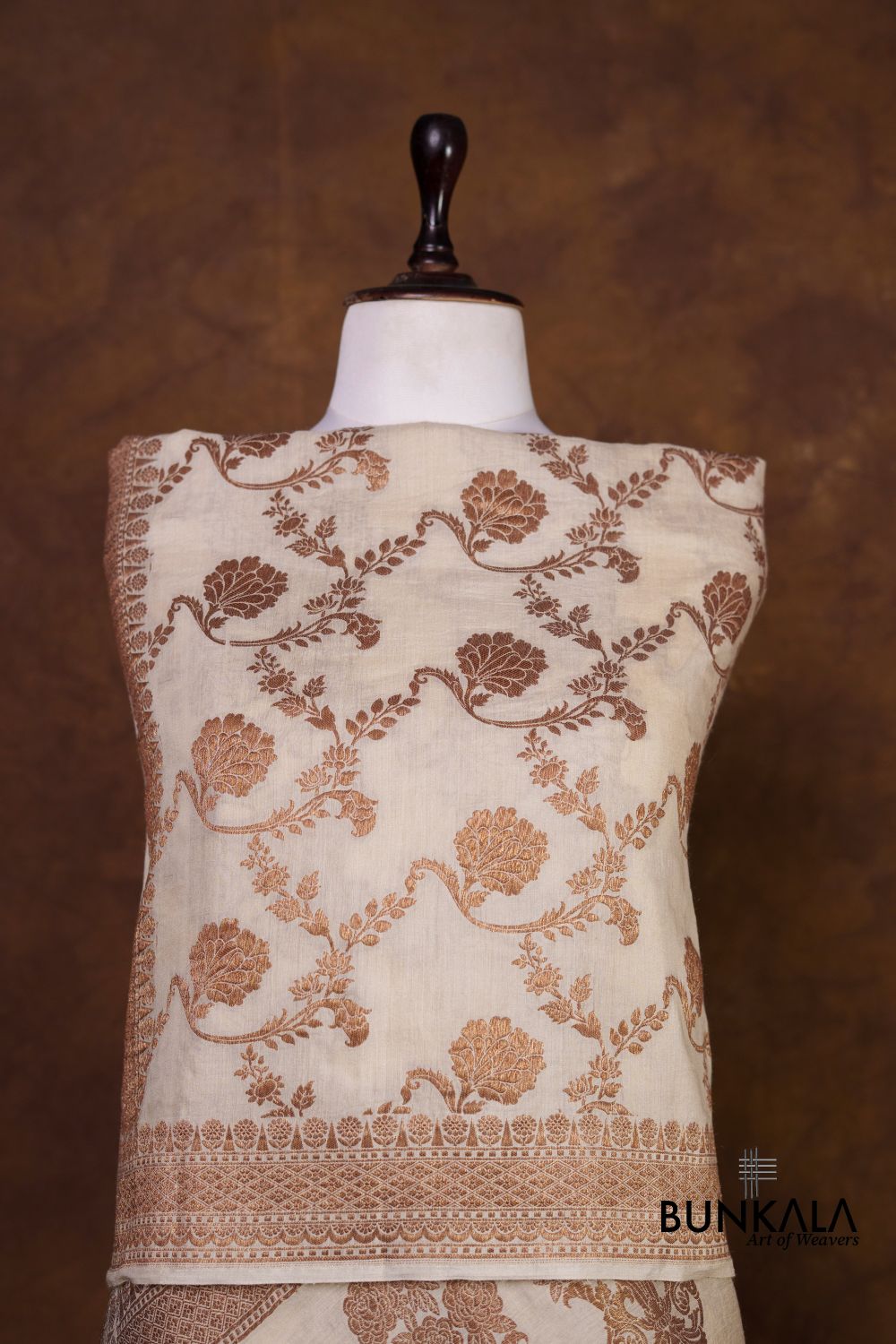 Dyeable Jaal Antique Zari Handloom Banarasi Pure Natural Moonga Silk Dupatta