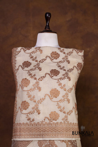 Dyeable Jaal Antique Zari Handloom Banarasi Pure Natural Moonga Silk Dupatta
