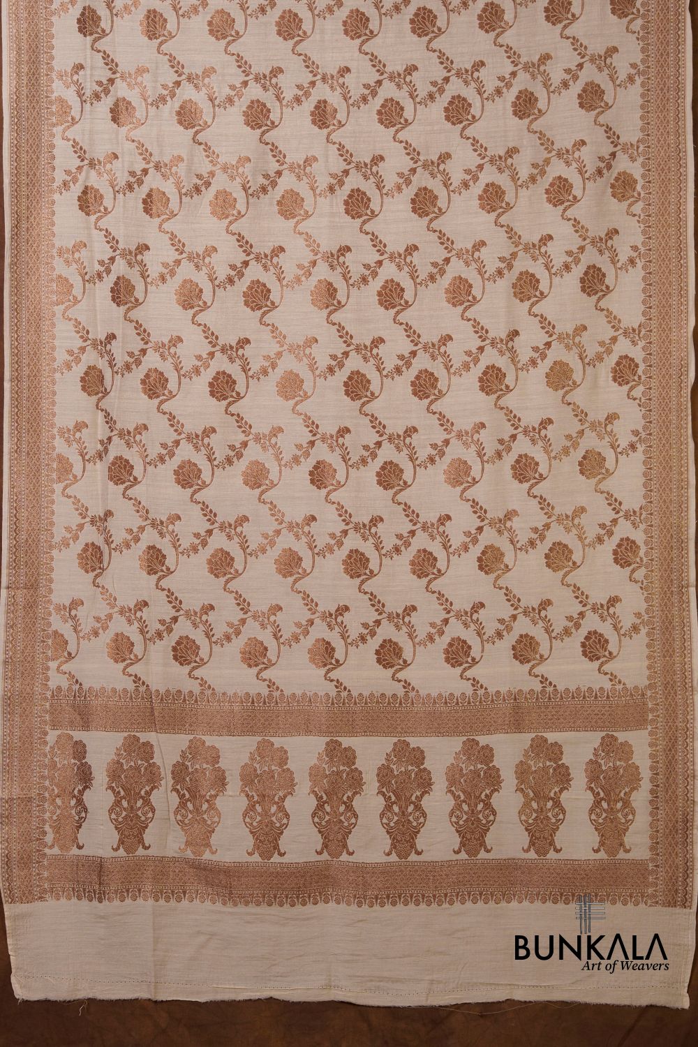 Dyeable Jaal Antique Zari Handloom Banarasi Pure Natural Moonga Silk Dupatta