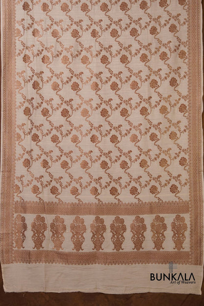 Dyeable Jaal Antique Zari Handloom Banarasi Pure Natural Moonga Silk Dupatta