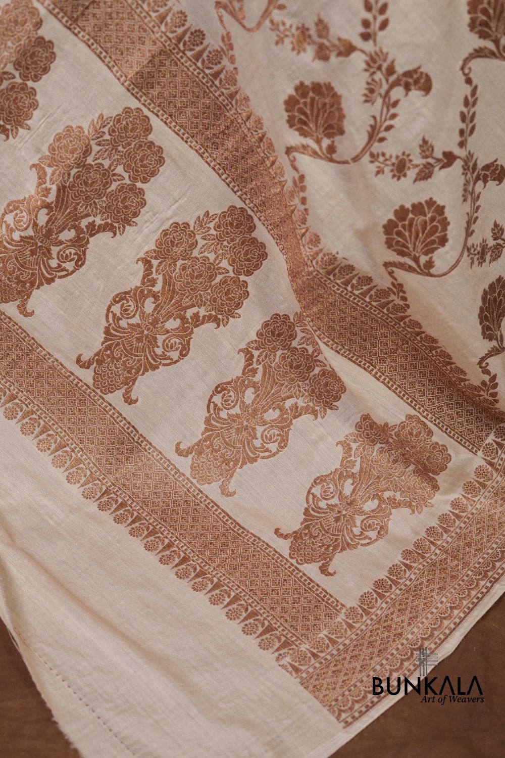 Dyeable Jaal Antique Zari Handloom Banarasi Pure Natural Moonga Silk Dupatta