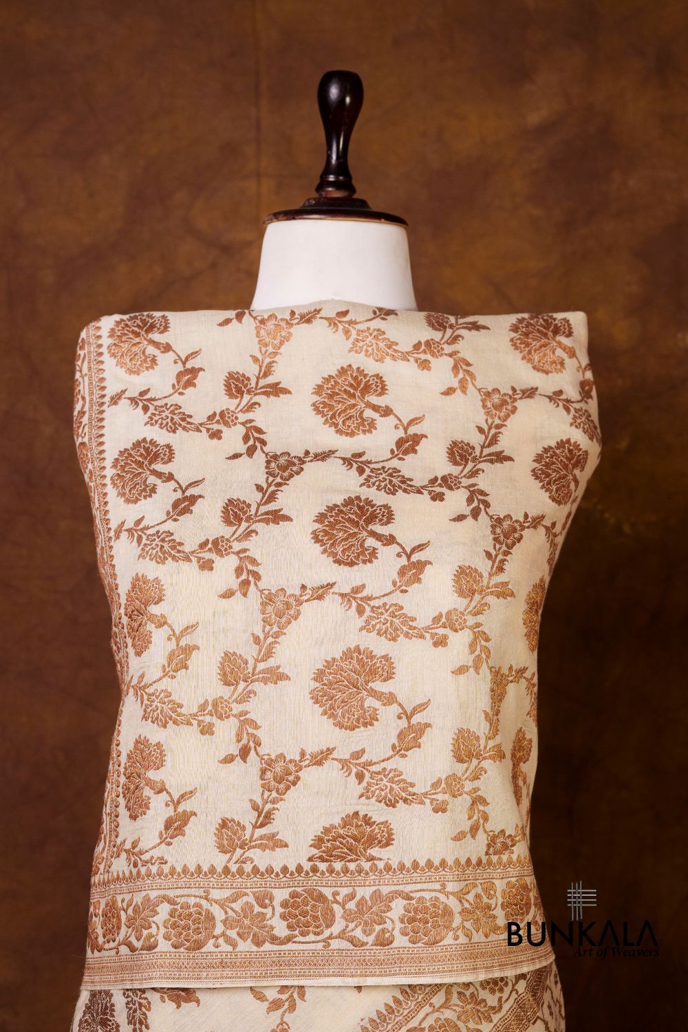 Dyeable Jaal Antique Zari Handloom Banarasi Pure Natural Moonga Silk Dupatta