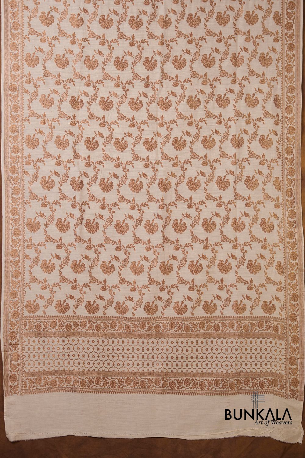 Dyeable Jaal Antique Zari Handloom Banarasi Pure Natural Moonga Silk Dupatta