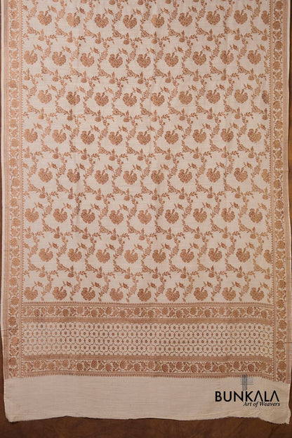 Dyeable Jaal Antique Zari Handloom Banarasi Pure Natural Moonga Silk Dupatta