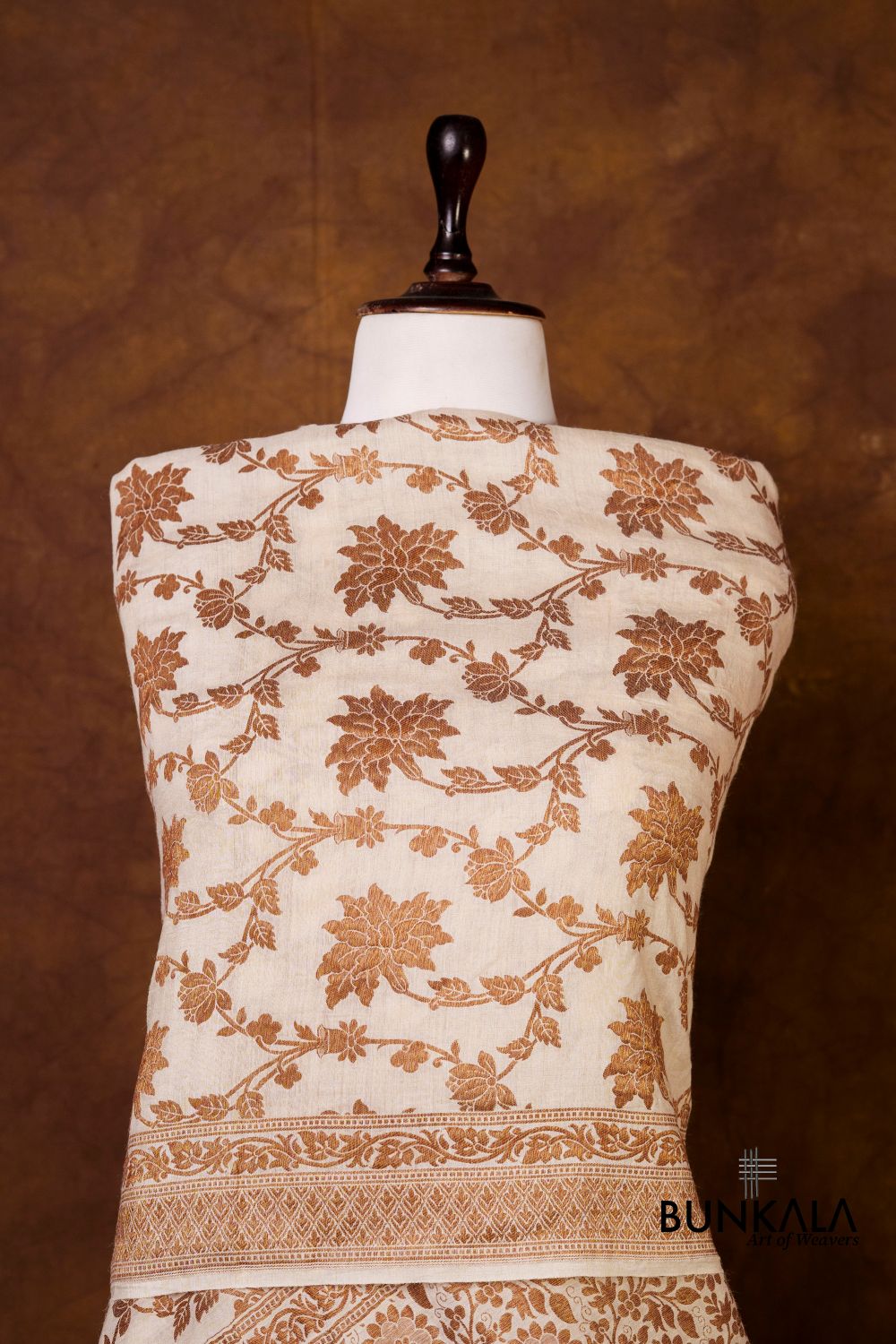 Dyeable Jaal Antique Zari Handloom Banarasi Pure Natural Moonga Silk Dupatta