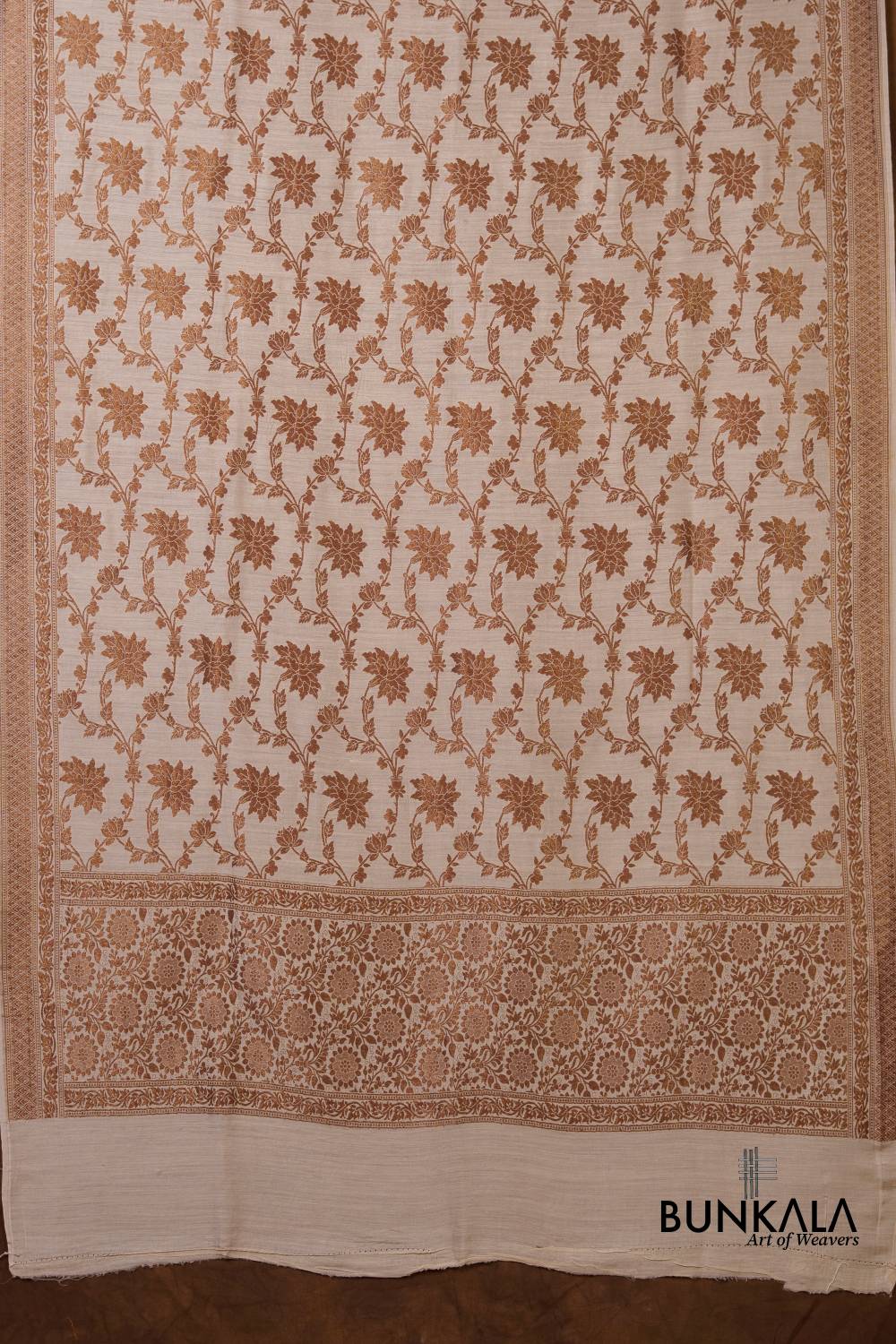 Dyeable Jaal Antique Zari Handloom Banarasi Pure Natural Moonga Silk Dupatta