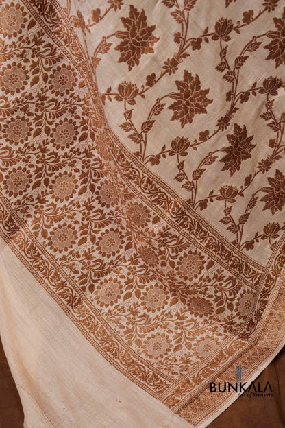 Dyeable Jaal Antique Zari Handloom Banarasi Pure Natural Moonga Silk Dupatta