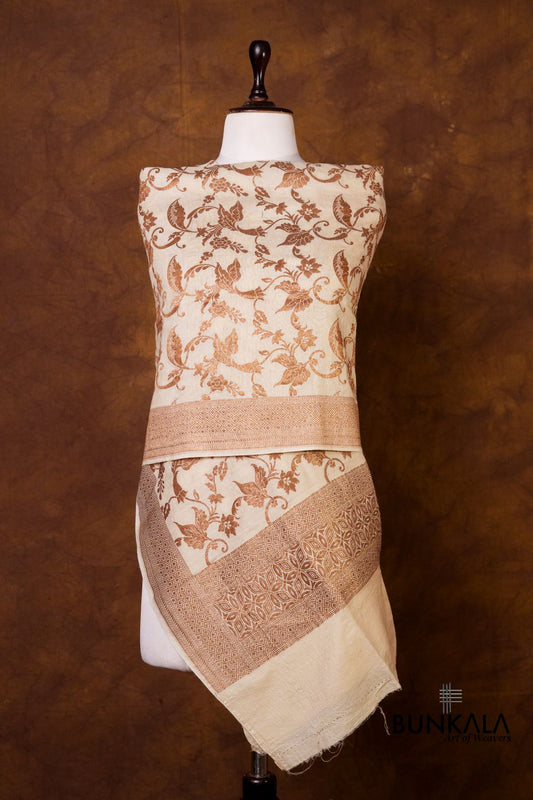 Dyeable Jaal Antique Zari Handloom Banarasi Pure Natural Moonga Silk Dupatta