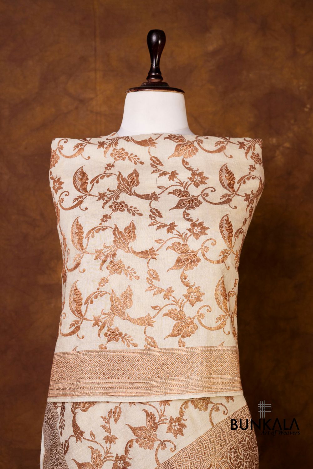 Dyeable Jaal Antique Zari Handloom Banarasi Pure Natural Moonga Silk Dupatta