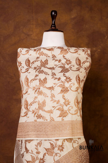 Dyeable Jaal Antique Zari Handloom Banarasi Pure Natural Moonga Silk Dupatta