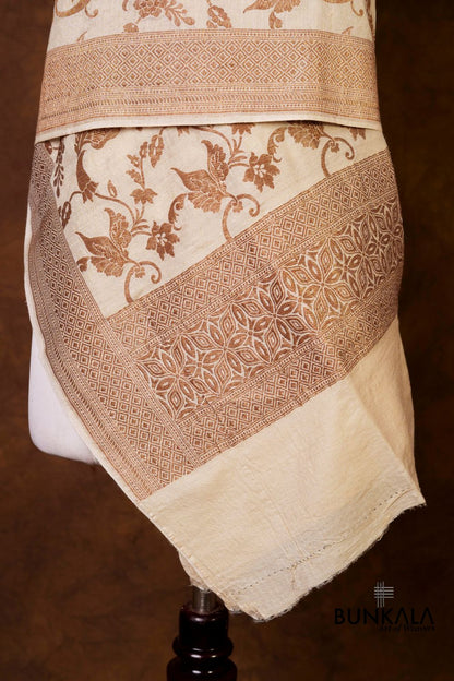 Dyeable Jaal Antique Zari Handloom Banarasi Pure Natural Moonga Silk Dupatta