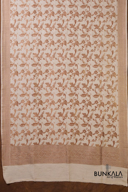 Dyeable Jaal Antique Zari Handloom Banarasi Pure Natural Moonga Silk Dupatta