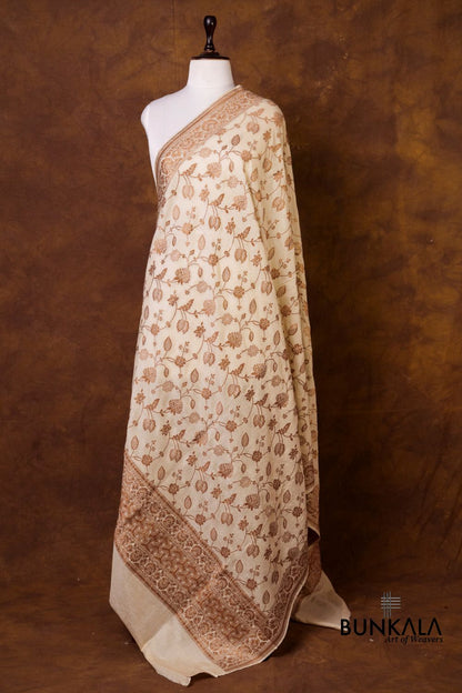 Dyeable Jaal Antique Zari Handloom Banarasi Pure Natural Moonga Silk Dupatta