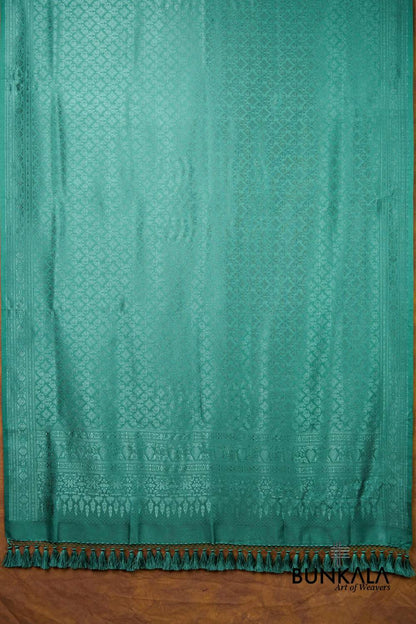 Emerald Green Daimond Jaal Brocade Resham Weaved Banarasi Mashru Silk Dupatta 