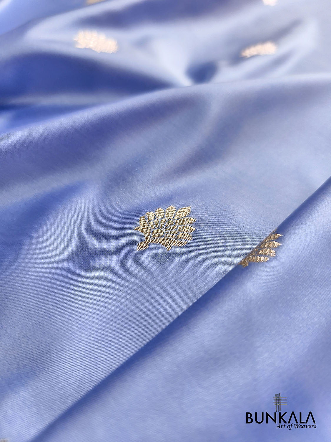 English Blue with Contrast Royal Blue Border Banarasi Mashru Silk Saree