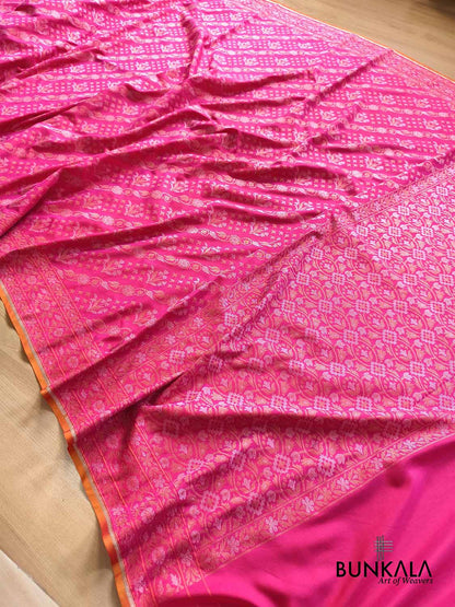 Fuchsia Pink Ektara Banarasi Jamdani Weaved Silk Saree
